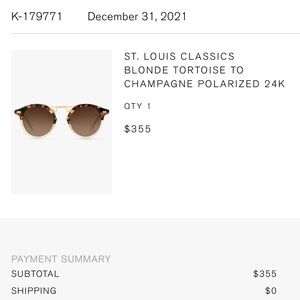 KREWE St. Louis classics blonde tortoise to champagne polarized 24K